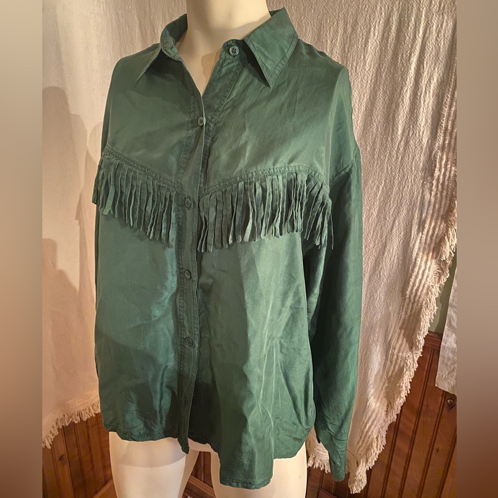 Backroad Blues Green Silk Shirt